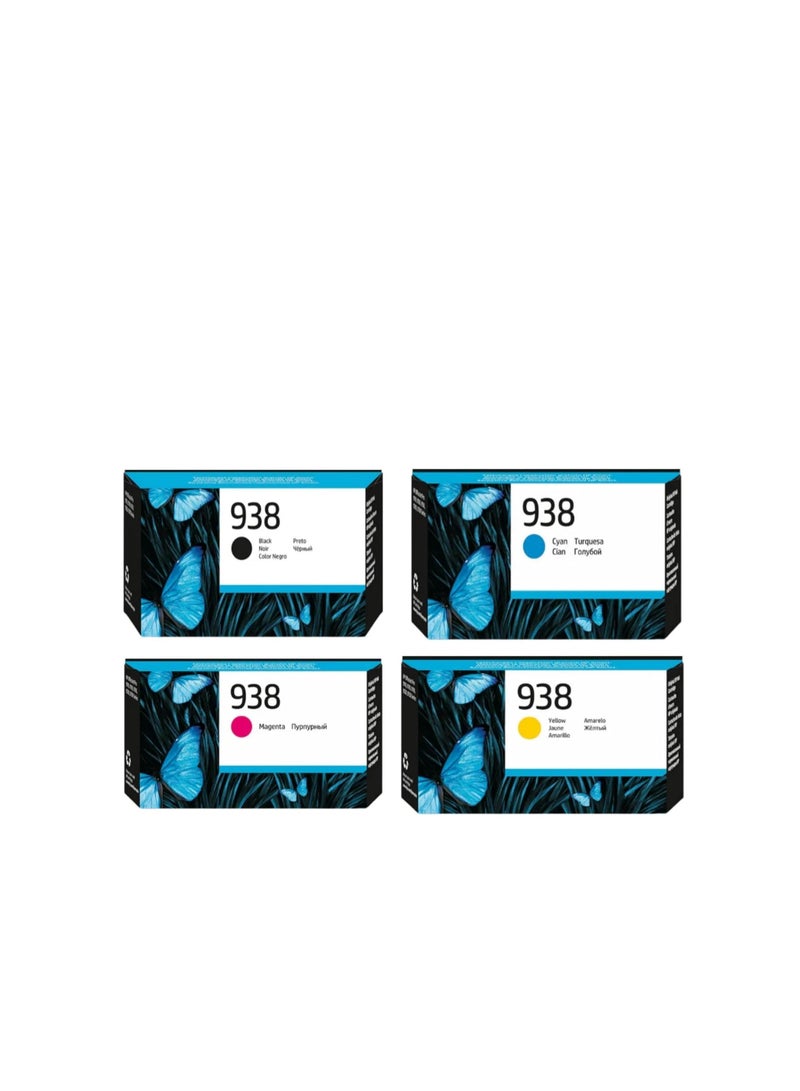 Terabyte طقم حبر 938 من 4 ألوان لطابعات Officejet Pro 9730 9110 9120 9130 9720 - Image 1